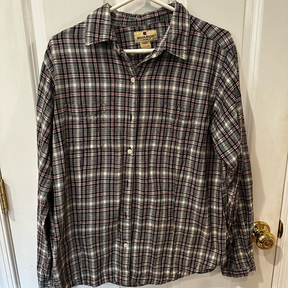 Woolrich Women's Plaid Shirt 
- Black and White